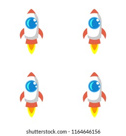 Cartoon vector space rocket seamless pattern