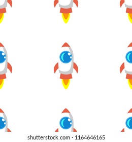 Cartoon vector space rocket seamless pattern