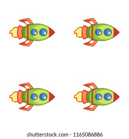 Cartoon vector space rocket seamless pattern