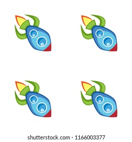 Cartoon vector space rocket seamless pattern