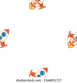 Cartoon vector space rocket seamless pattern