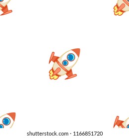 Cartoon vector space rocket seamless pattern