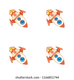 Cartoon vector space rocket seamless pattern