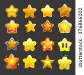Cartoon vector star icons set, cool game assets collection for gui design