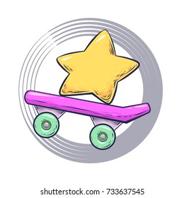 Cartoon vector star on a skateboard 