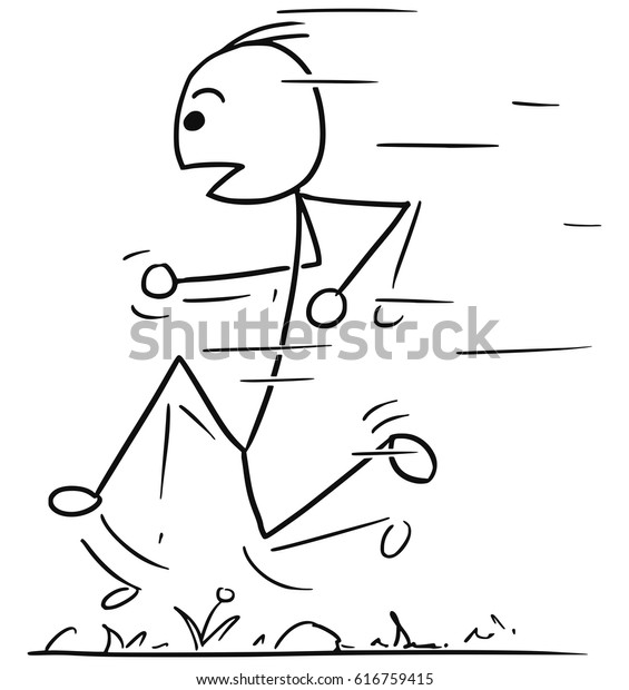 Cartoon Vector Stick Man Man Running Stock Vector (Royalty Free) 616759415