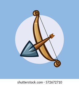 Cartoon vector styled illustration, bow and arrow