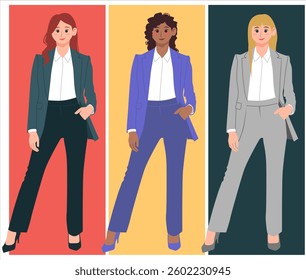 cartoon vector of Stylish Office Lady girl power flat illustration design. good for web design, avatar, power point design