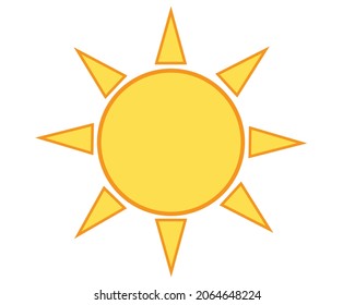Cartoon, Vektorsymbol der Sonne. Trendy flach Stil. Einzeln auf weißem Hintergrund. Vorlage für Web-App. Symbol des Sommer- oder Wetterlogos.