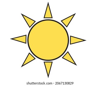 Cartoon vector sun icon. Trendy flat style. Isolated on white background. Template for web app. Summer or weather logo sign symbol.