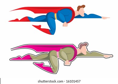 Cartoon Vector Superman Flying