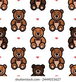 Patrón sin fisuras del oso de peluche del Vector de dibujos animados
