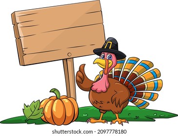 cartoon vector of a Thanksgiving themed illustration