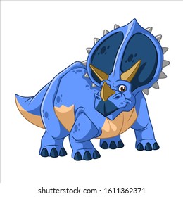 Cartoon Vector Three Horn Dinosaur Triceratops