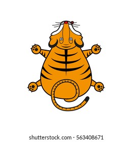 Cartoon vector tiger. Tiger cub top view