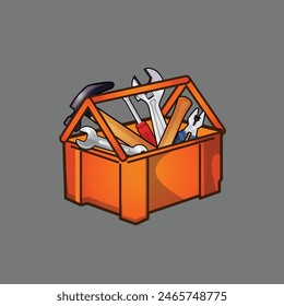 Cartoon vector toolkit box design