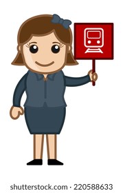 Cartoon Vector - Train Sign