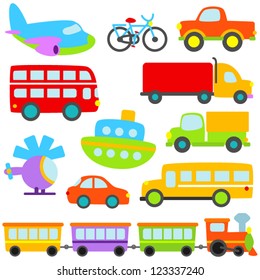 Cartoon Vector Transportation Set