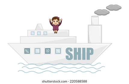 Cartoon Vector - Travel by Ship