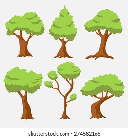 Cartoon Vector Tree with Bright Color