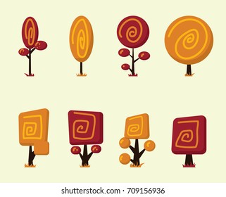 Cartoon vector trees set