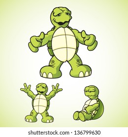 Cartoon vector turtles in various poses.