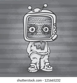 cartoon vector tv man