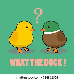 Cartoon Vector Two Little Duck. Flat design vector illustration.