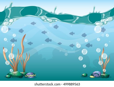 cartoon vector underwater background with separated layers for game art and animation game design asset in 2d graphic
