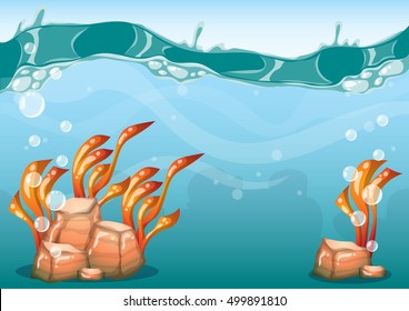 cartoon vector underwater background with separated layers for game art and animation game design asset in 2d graphic
