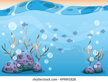 cartoon vector underwater background with separated layers for game art and animation game design asset in 2d graphic