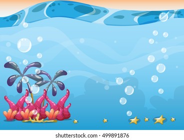 cartoon vector underwater background with separated layers for game art and animation game design asset in 2d graphic