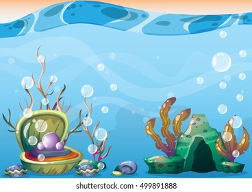 cartoon vector underwater background with separated layers for game art and animation game design asset in 2d graphic