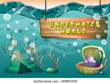 cartoon vector underwater background with separated layers for game art and animation game design asset in 2d graphic