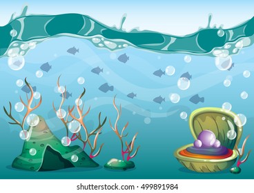 cartoon vector underwater background with separated layers for game art and animation game design asset in 2d graphic