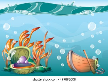 cartoon vector underwater background with separated layers for game art and animation game design asset in 2d graphic