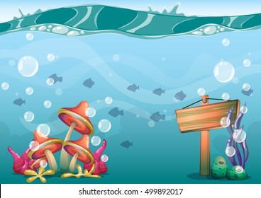 cartoon vector underwater background with separated layers for game art and animation game design asset in 2d graphic