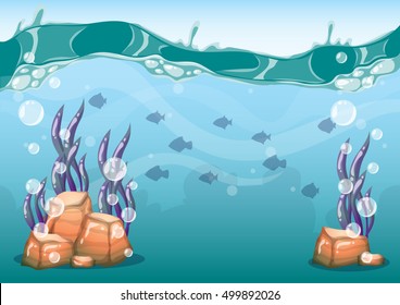 cartoon vector underwater background with separated layers for game art and animation game design asset in 2d graphic