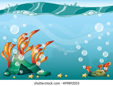cartoon vector underwater background with separated layers for game art and animation game design asset in 2d graphic