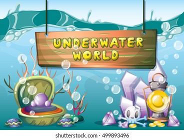 cartoon vector underwater background with separated layers for game art and animation game design asset in 2d graphic