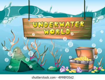 cartoon vector underwater background with separated layers for game art and animation game design asset in 2d graphic