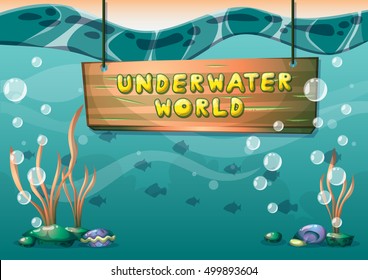 cartoon vector underwater background with separated layers for game art and animation game design asset in 2d graphic