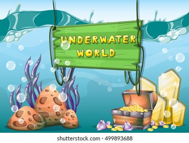 cartoon vector underwater background with separated layers for game art and animation game design asset in 2d graphic