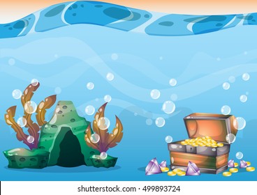 cartoon vector underwater background with separated layers for game art and animation game design asset in 2d graphic