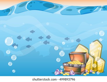 cartoon vector underwater background with separated layers for game art and animation game design asset in 2d graphic