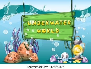 cartoon vector underwater background with separated layers for game art and animation game design asset in 2d graphic