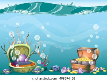 cartoon vector underwater background with separated layers for game art and animation game design asset in 2d graphic