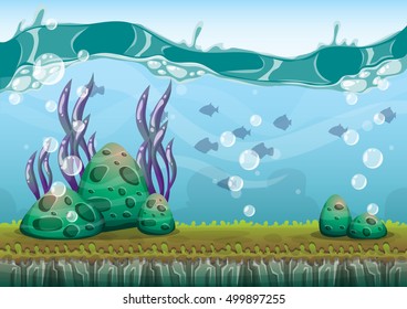 cartoon vector underwater background with separated layers for game art and animation game design asset in 2d graphic