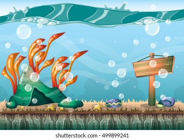 cartoon vector underwater background with separated layers for game art and animation game design asset in 2d graphic