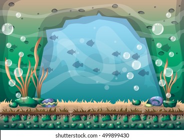 cartoon vector underwater background with separated layers for game art and animation game design asset in 2d graphic